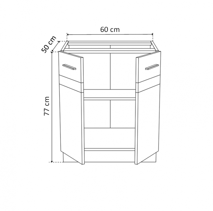 Corp inferior 60 YANA, 2 usi, corp alb, 60x50x77 cm - ExpoMob [3]