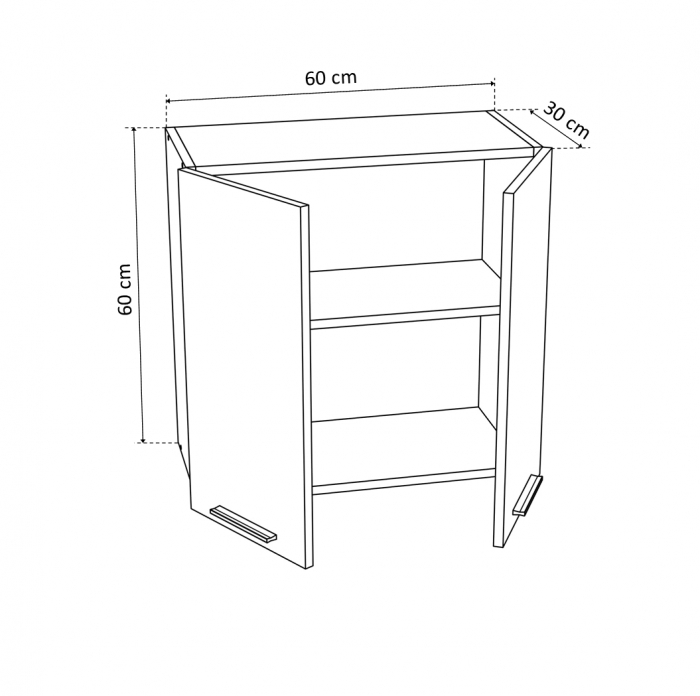 Corp suspendat 60 YANA, 2 usi, corp alb, 60x30x60 cm - ExpoMob [3]