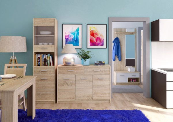 Cuier cu oglinda TIPS, stejar sonoma, 83,2x21,6x153 cm [6]