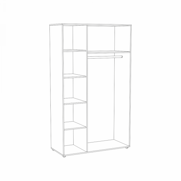 Dulap ALMA L, 3 usi, 6 rafturi, bara de haine, 120x52x203 cm - ExpoMob [3]