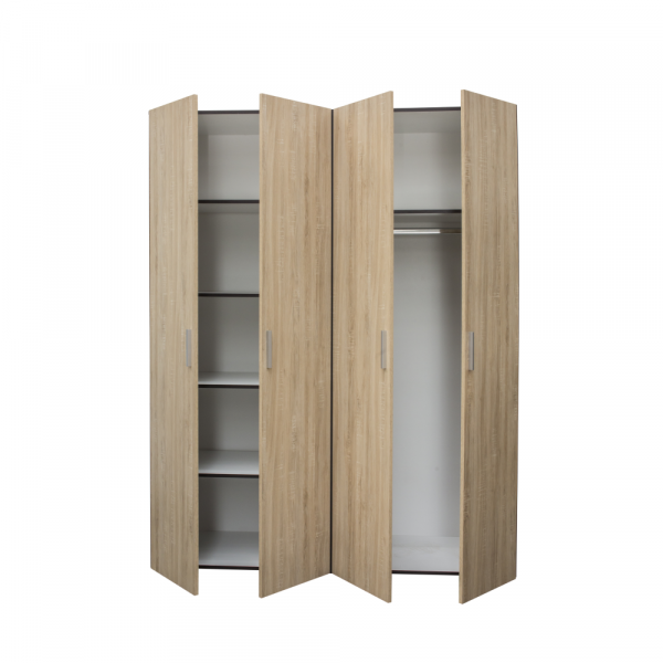 Dulap ALMA L, 4 usi, 6 rafturi, bara de haine, 160x52x203 cm - ExpoMob [2]