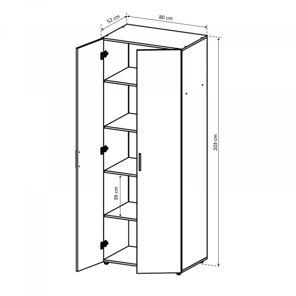 Dulap ALMA 2 usi, 5 rafturi, 80x52x203 cm - ExpoMob [4]
