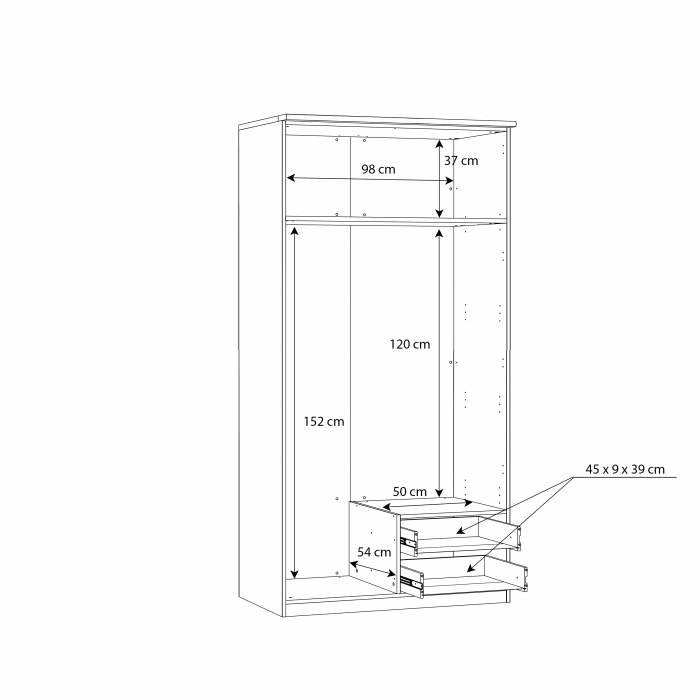 Dulap BRTS822S-W14, 2 usi, 2 sertare, oglinda, 100.1x61.5x201.6 cm - ExpoMob [7]