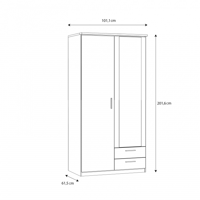 Dulap BRTS822S-W14, 2 usi, 2 sertare, oglinda, 100.1x61.5x201.6 cm - ExpoMob [6]