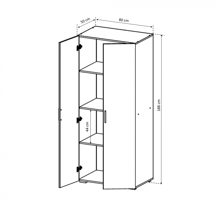Dulap CORINNE, 2 usi, 4 rafturi, 80x50x188 cm - ExpoMob [3]