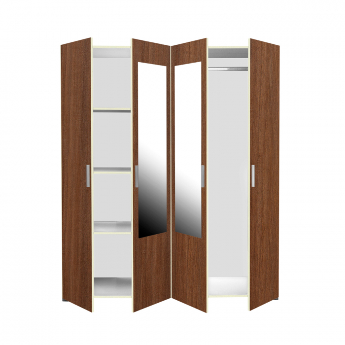 Dulap CORINNE, oglinzi, 4 usi, 4 rafturi, bara de haine, 160x50x188 cm - ExpoMob [2]
