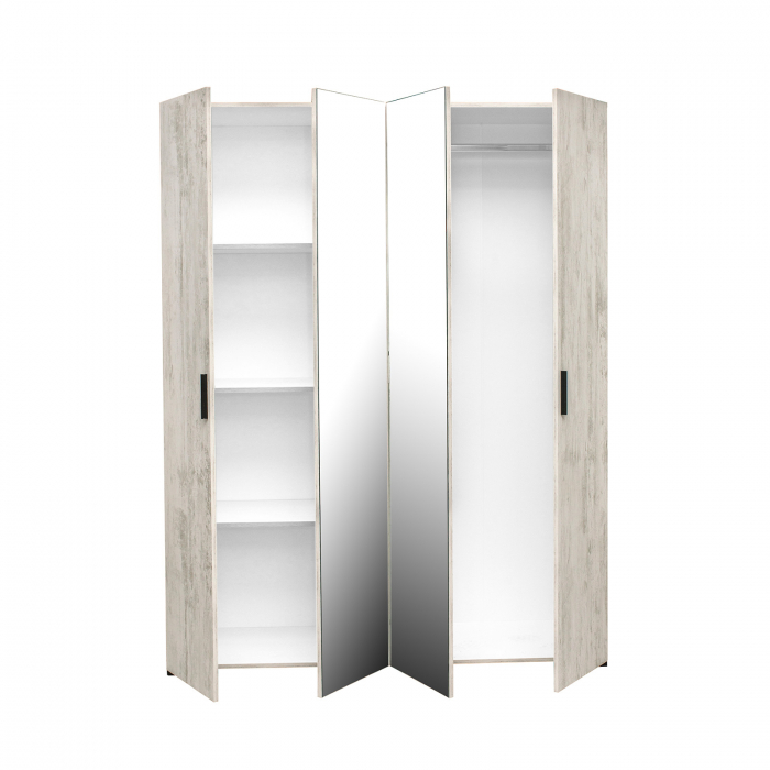 Dulap ECONO, oglinzi, 4 usi, 4 rafturi, bara de haine, sherwood, 160x50x206 cm - ExpoMob [2]