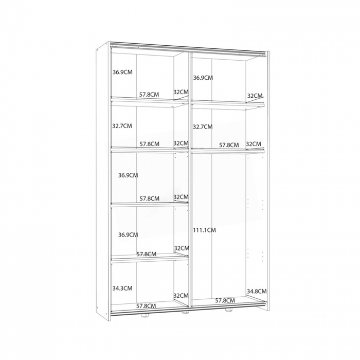 Dulap pentru haine OZLS62237-Q45F, usi glisante, rafturi,  sonoma + alb, 120x41x190 cm - ExpoMob [3]