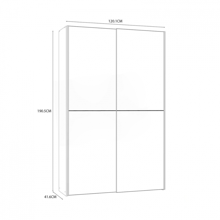 Dulap pentru haine OZLS62237-Q45F, usi glisante, rafturi,  sonoma + alb, 120x41x190 cm - ExpoMob [2]