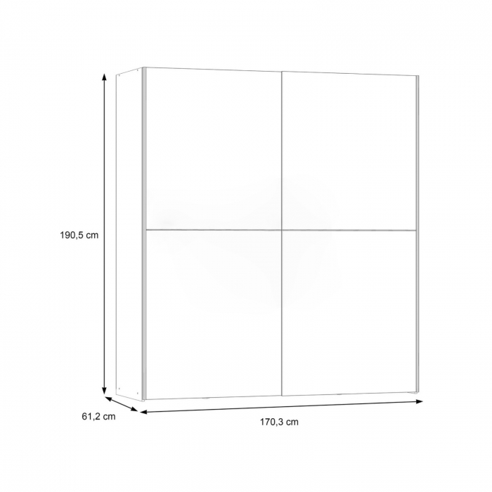Dulap pentru haine W3NS82232-D30F, usi glisante, rafturi, bara de haine, sonoma, 170x61x190 cm - ExpoMob [6]