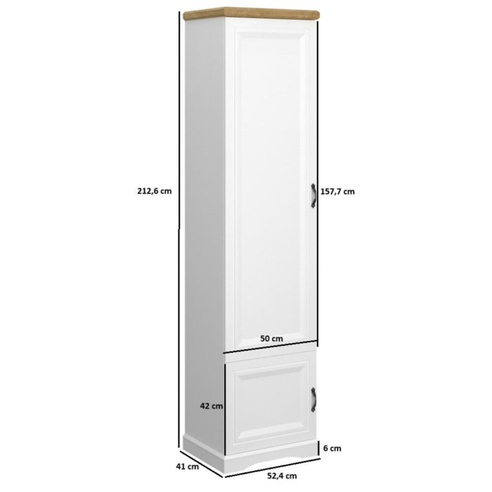 Dulap RIVA, 2 usi, 5 rafturi, alb + stejar harbor, 52,4x41x212,6 cm [2]