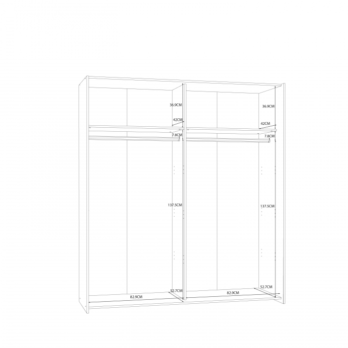 Dulap W3NS823E5-M272, usi glisante, gri + sonoma deschis, 190.5x61.2x170.3 cm - ExpoMob [7]
