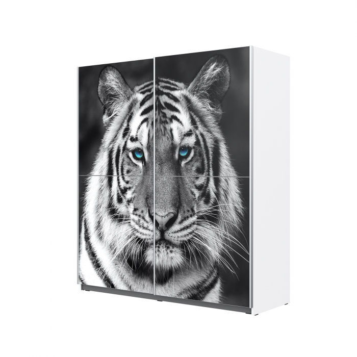 Dulap YANIS YANS8223G1-120, usi glisante, 6 rafturi, bara de haine, corp alb, 170,3x61,2x190,5 cm - ExpoMob [2]