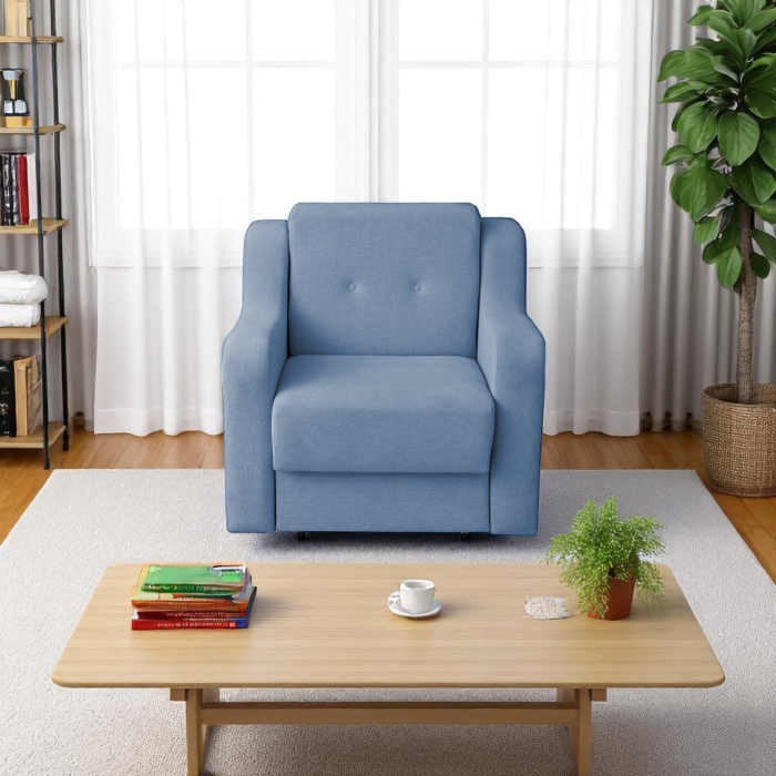 Fotoliu GINA II extensibil, cu arcuri si lada depozitare, albastru deschis, 95x100x95 cm [5]