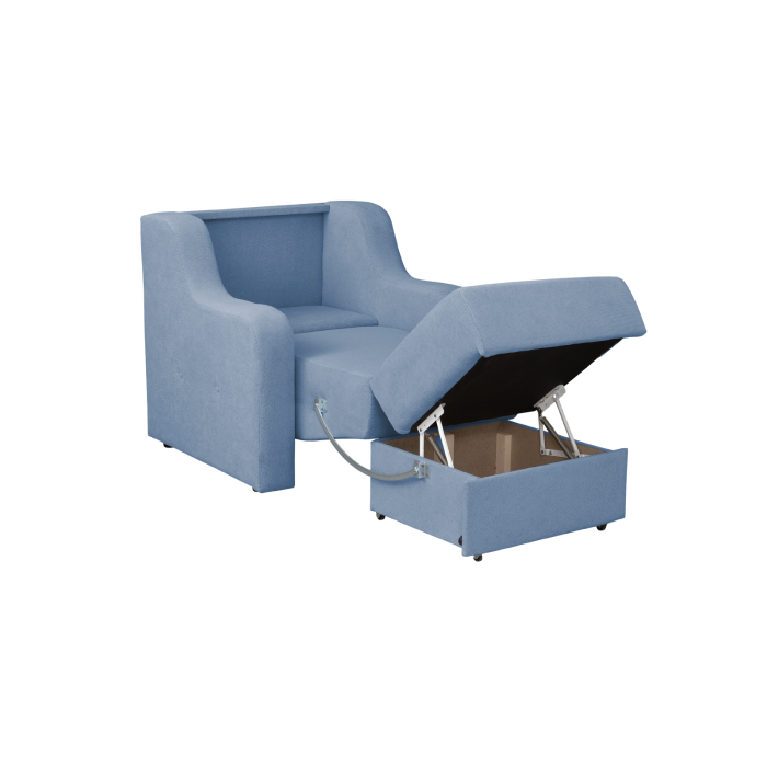 Fotoliu GINA II extensibil, cu arcuri si lada depozitare, albastru deschis, 95x100x95 cm [4]
