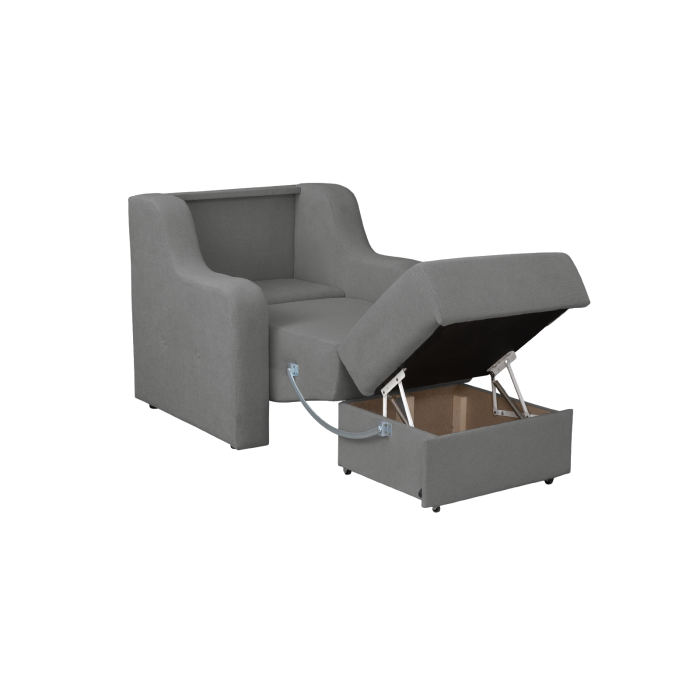 Fotoliu GINA II extensibil, cu arcuri si lada depozitare, gri inchis, 95x100x95 cm [4]