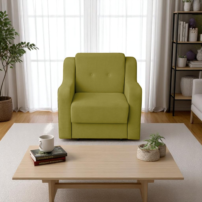 Fotoliu GINA II extensibil, cu arcuri si lada depozitare, verde deschis, 95x100x95 cm [5]