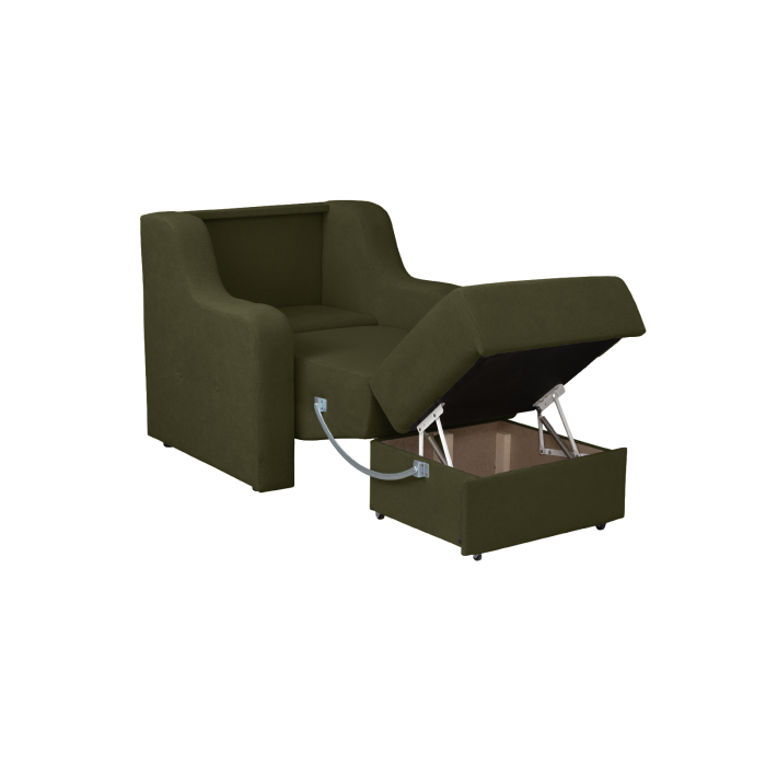 Fotoliu GINA II extensibil, cu arcuri si lada depozitare, verde inchis, 95x100x95 cm [4]