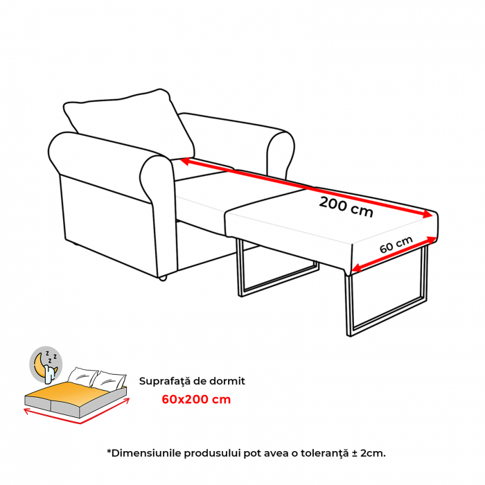 Fotoliu SARA extensibil, 105x95x78 cm - ExpoMob [7]
