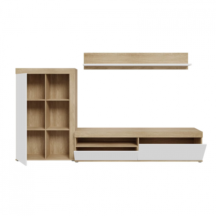Living ANKLAM, 3 corpuri, sonoma + alb, 265x41x158,5 cm - ExpoMob [4]