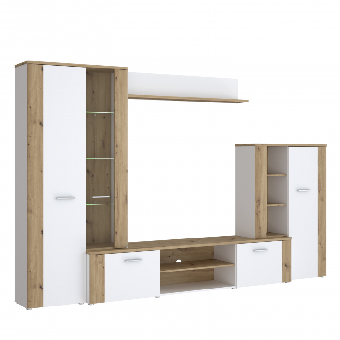 Living BBG, 4 corpuri, artisan + alb, 309x42x198 cm - ExpoMob [2]