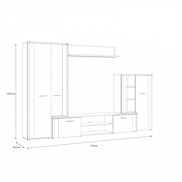 Living BBG, 4 corpuri, artisan + alb, 309x42x198 cm - ExpoMob [6]
