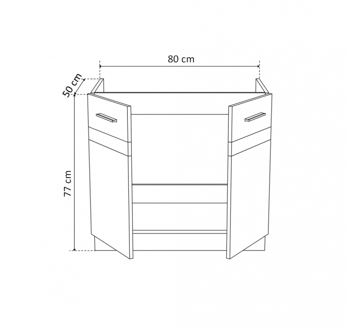 Masca chiuveta YANA, 2 usi, corp alb, 80x50x77 cm - ExpoMob [3]