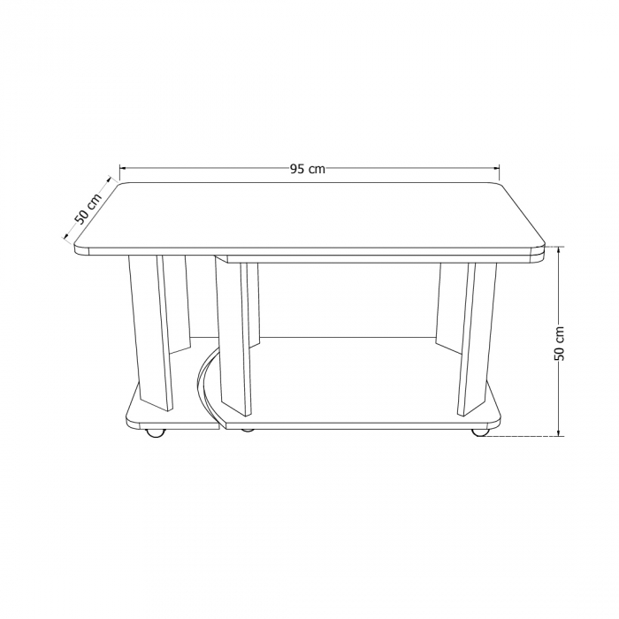 Masuta cafea, cu rotile, 95x50x50 cm - ExpoMob [5]