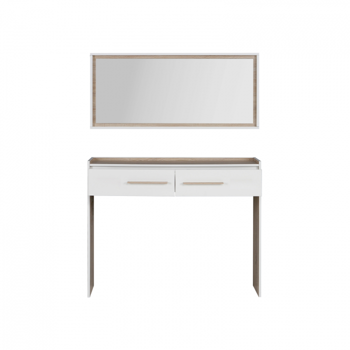 Masuta hol NERKOZZA, 2 sertare, corp alb, fronturi sonoma, 112,7x25,8x170 cm - ExpoMob [3]