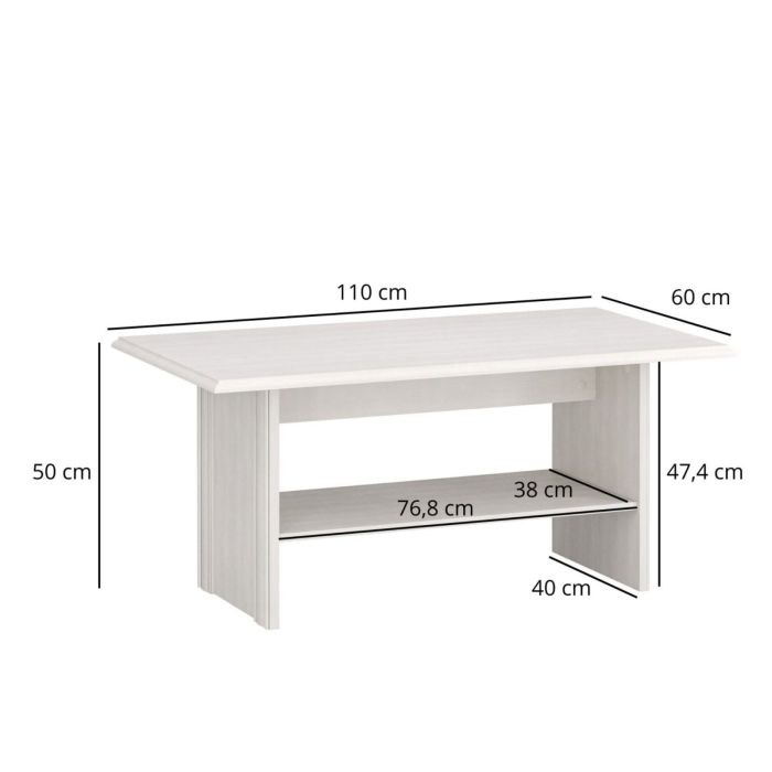 Masuta de cafea cu polita TIFFANY II, crem fineline, 110x60x50 cm [3]