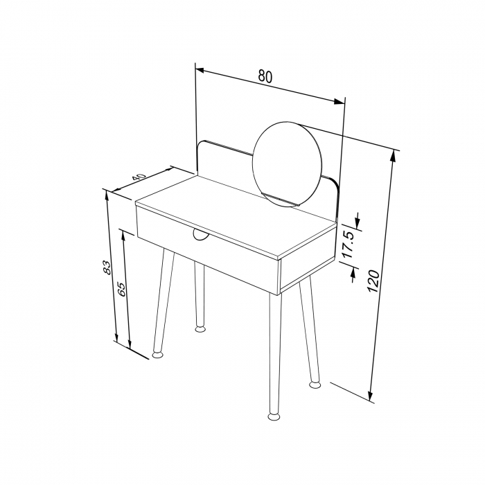 Masuta de toaleta KRELL, cu oglinda, sonoma + alb, 80x40x120 cm - ExpoMob [7]