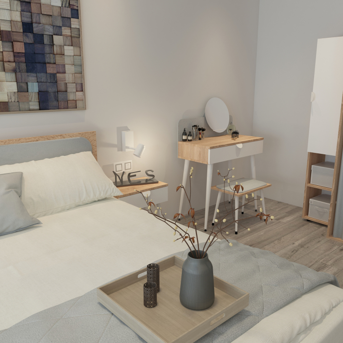 Masuta de toaleta KRELL, cu oglinda, sonoma + alb, 80x40x120 cm - ExpoMob [5]