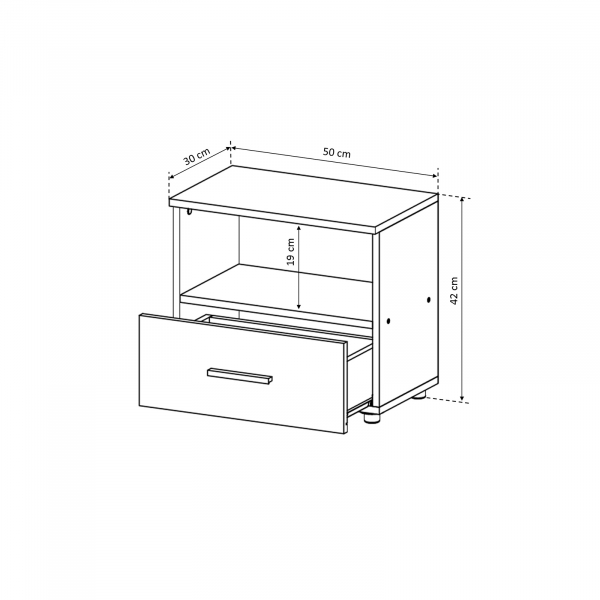Noptiera ALMA, 1 sertar, 50x30x42 cm - ExpoMob [6]