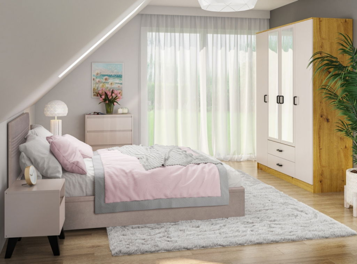 Noptiera BORG, 1 sertar, casmir, 40x38,8x45,6 cm [8]