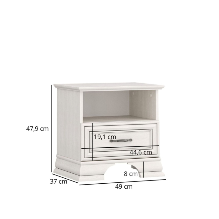 Noptiera cu 1 sertar TIFFANY II, crem fineline, 49x37x47,9 cm [4]