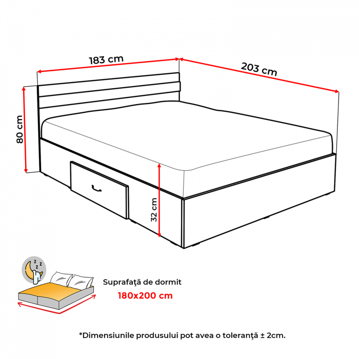Pat Alma 180x200 cu sertar pentru dormitor - ExpoMob [3]