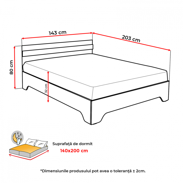 Pat ALMA cu picioare, 140x200 cm - ExpoMob [2]