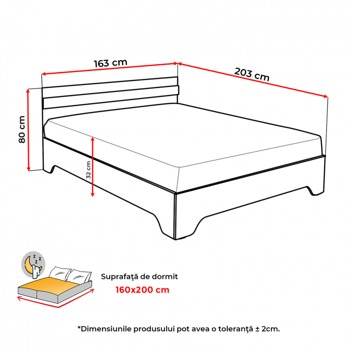 Pat ALMA cu picioare, 160x200 cm - ExpoMob [2]