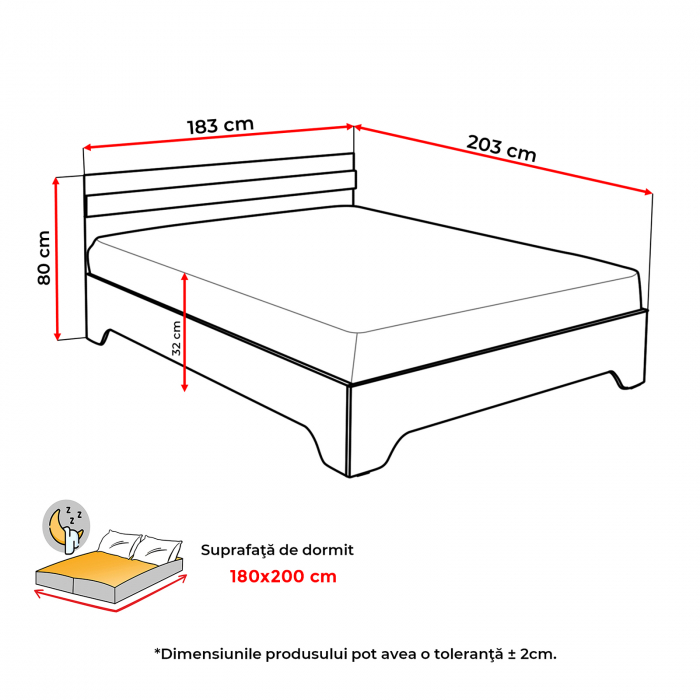 Pat ALMA cu picioare, 180x200 cm - ExpoMob [2]