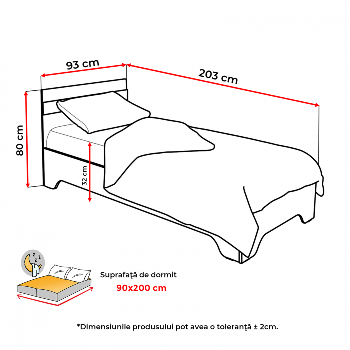 Pat ALMA cu picioare, 90x200 cm - ExpoMob [3]