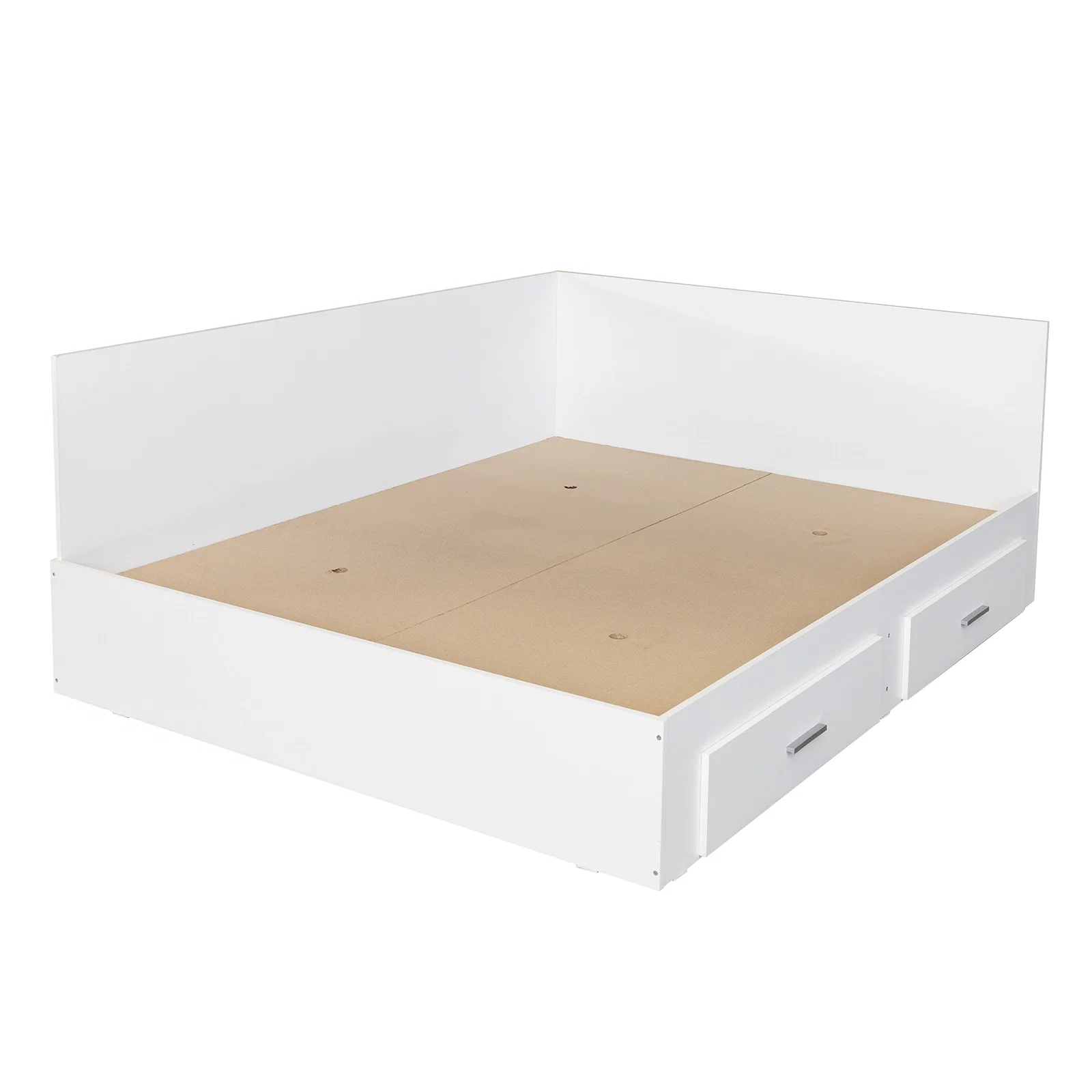 Pat Colt Alma Drept 160x200 cm, cu 2 sertare laterale pe role, colt interschimbabil, alb [4]