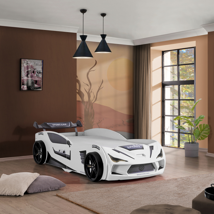 Pat pentru copii masina MVN2 ECO, cu faruri, 90x200 cm - ExpoMob [8]