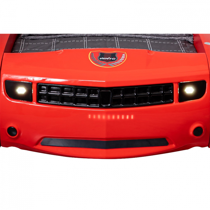 SPat pentru copii masina CAMARO, cu leduri, 90x190 cm + Noptiera SPORT, 45x57x34 cm - ExpoMob [5]