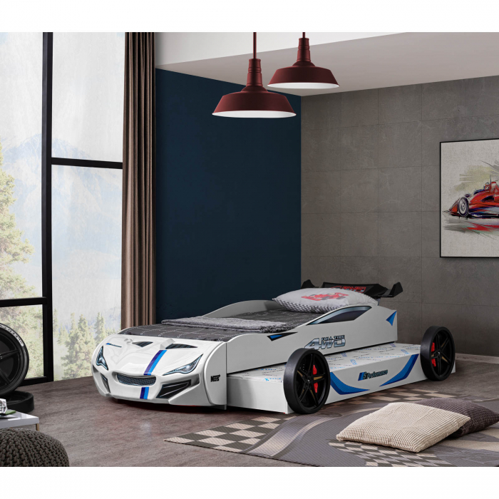 Pat pentru copii masina ECO DUBLU MVN1, 90x200 cm - ExpoMob [12]