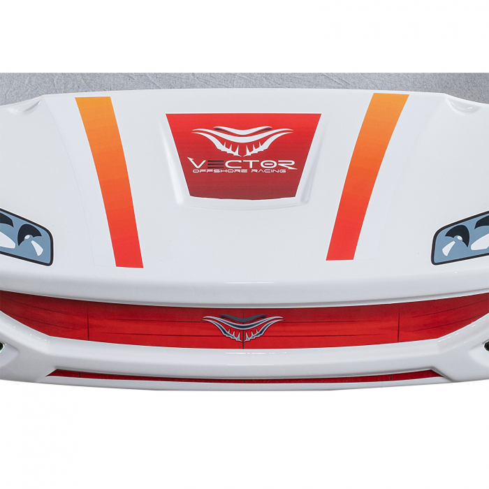 Pat pentru copii masina ECO VECTOR, alb, 90x190 cm + Noptiera SPORT, 45x57x34 - ExpoMob [6]