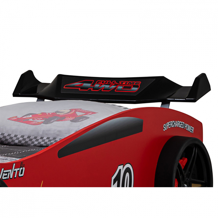 Pat pentru copii masina ECO VENTO, cu faruri, alb, 90x190 cm - ExpoMob [4]