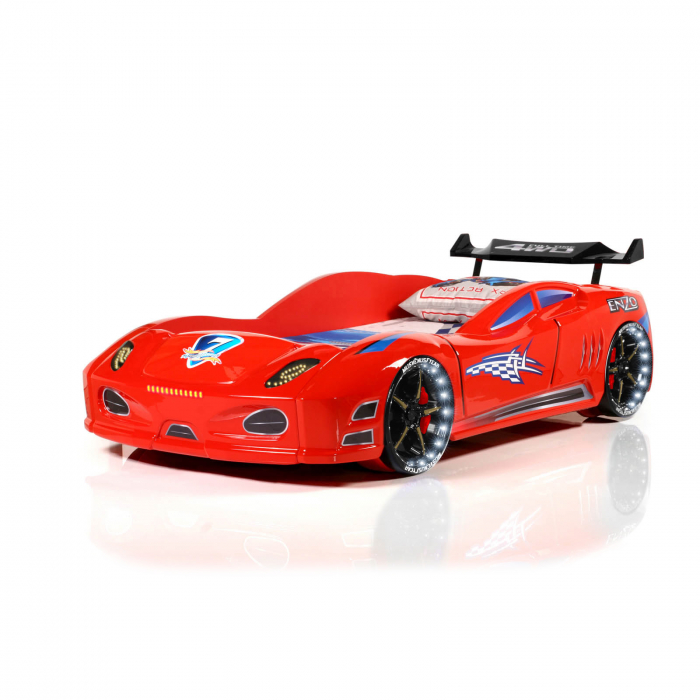 Pat pentru copii masina ENZO, cu leduri, sunet, telecomanda, 90x190 cm - ExpoMob [2]