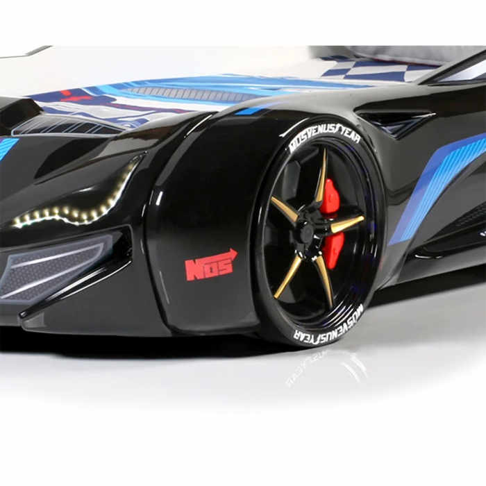 Pat pentru copii masina MVN1, cu sunet, telecomanda si lumini LED, 90x190 cm - ExpoMob [6]