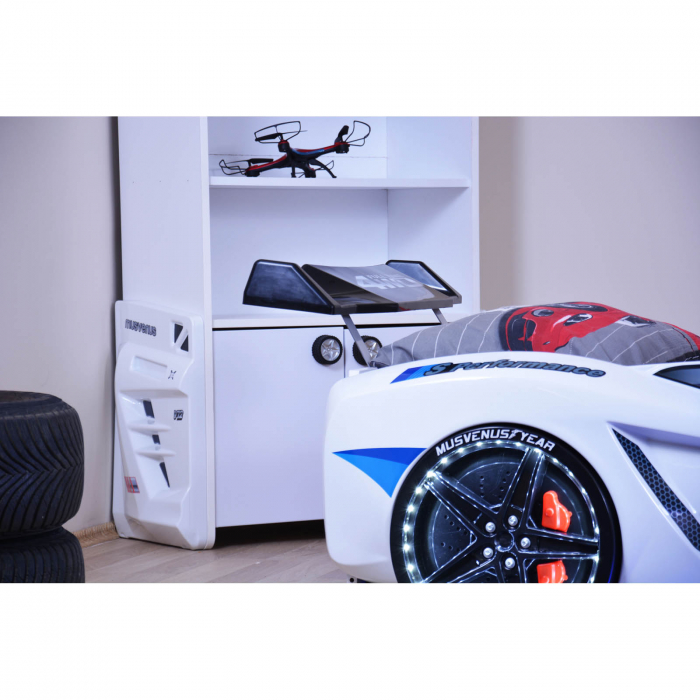 Pat pentru copii masina MVN1, cu sunet, telecomanda si lumini LED, 90x190 cm - ExpoMob [7]