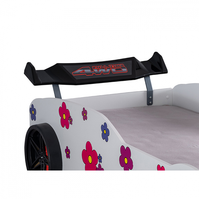 Pat pentru copii masina VOSVOS ECO, cu faruri, lumini led, 90x190 cm - ExpoMob [8]